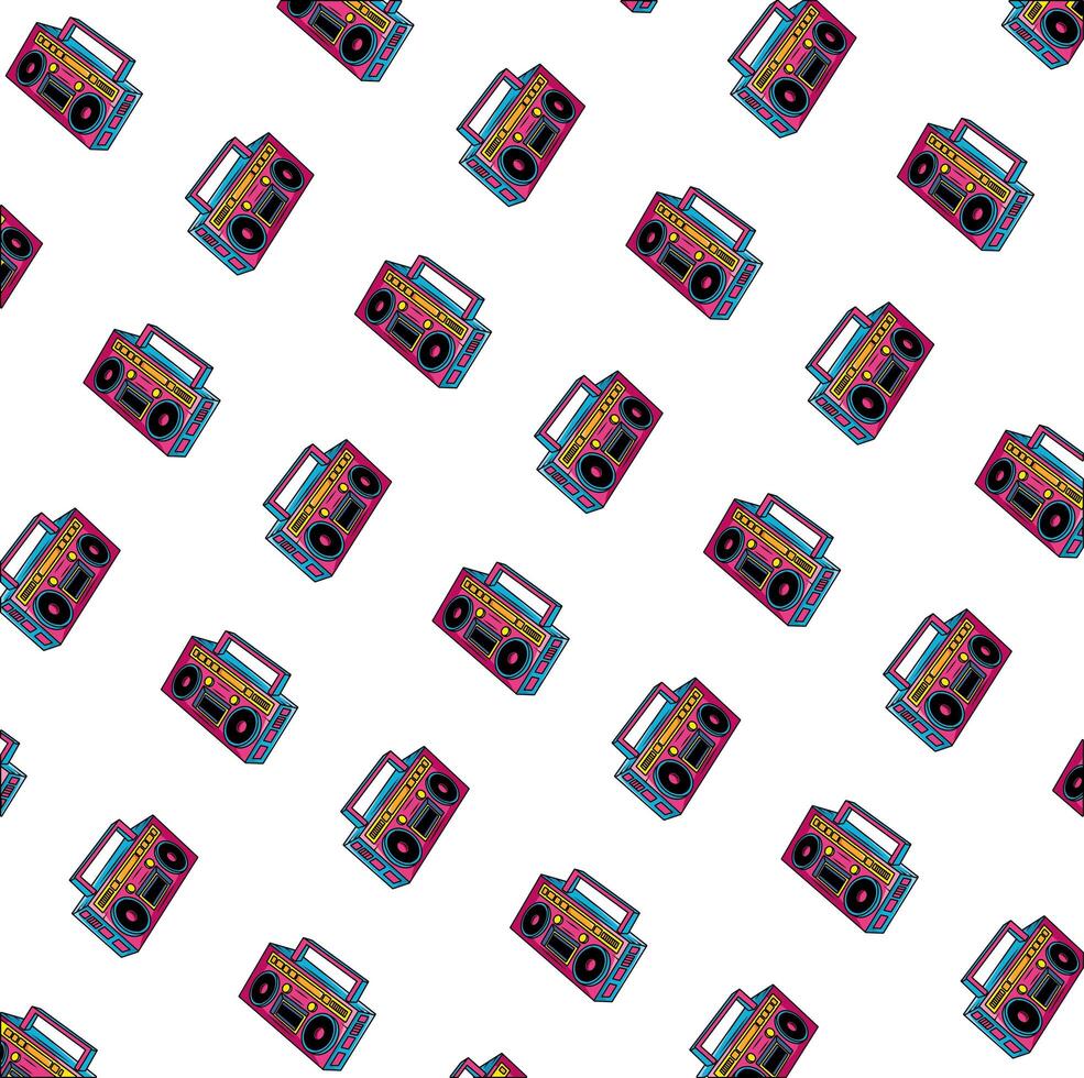 retro radio music player pattern pop art style vector