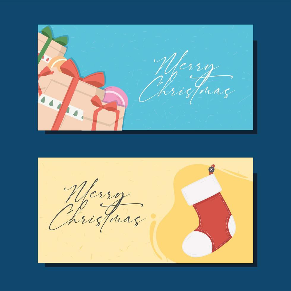 feliz navidad dos tarjetas vector