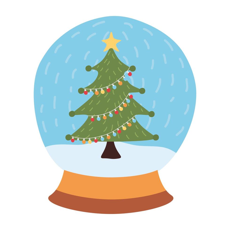 christmas tree in sphere vector