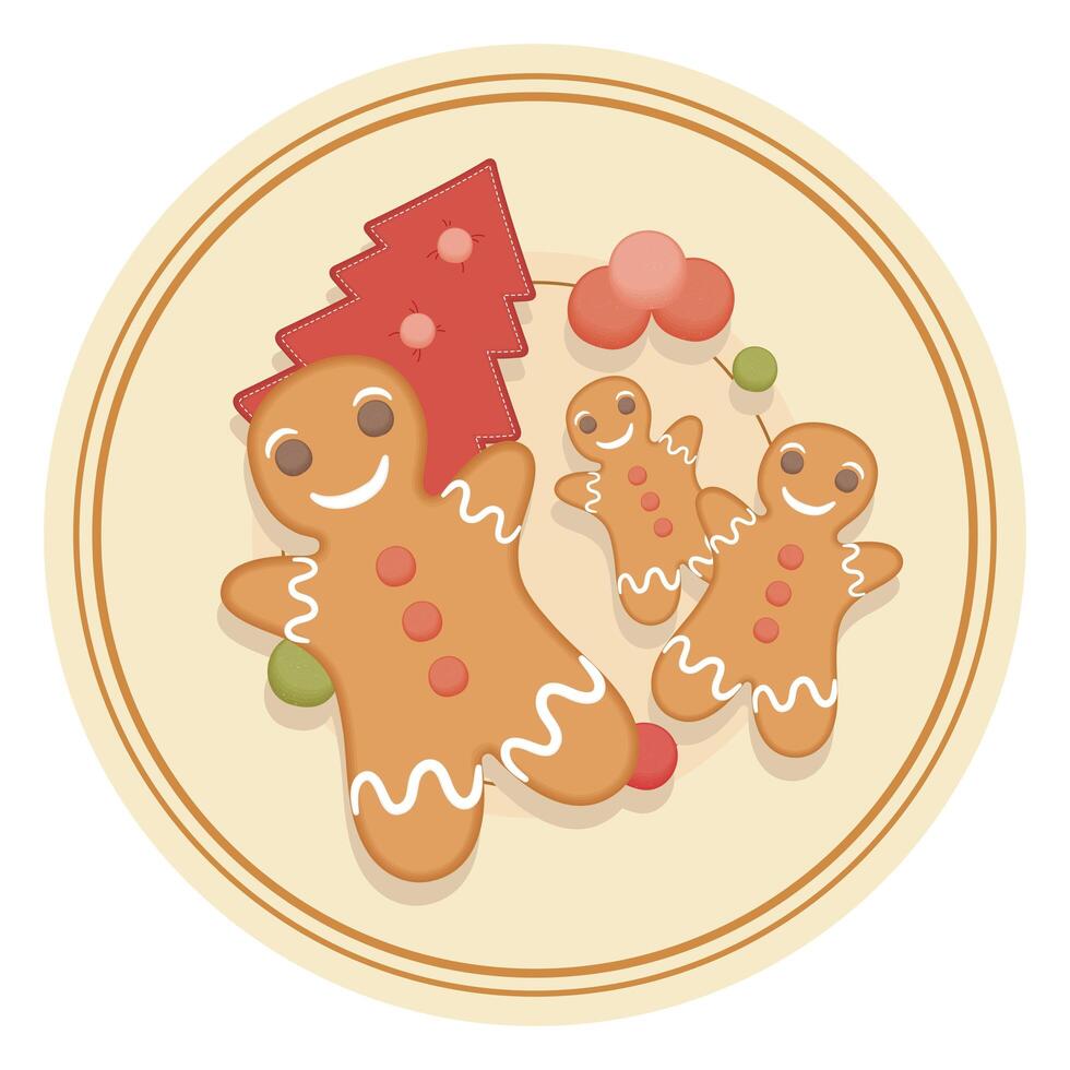 dish with christmas cookies vector