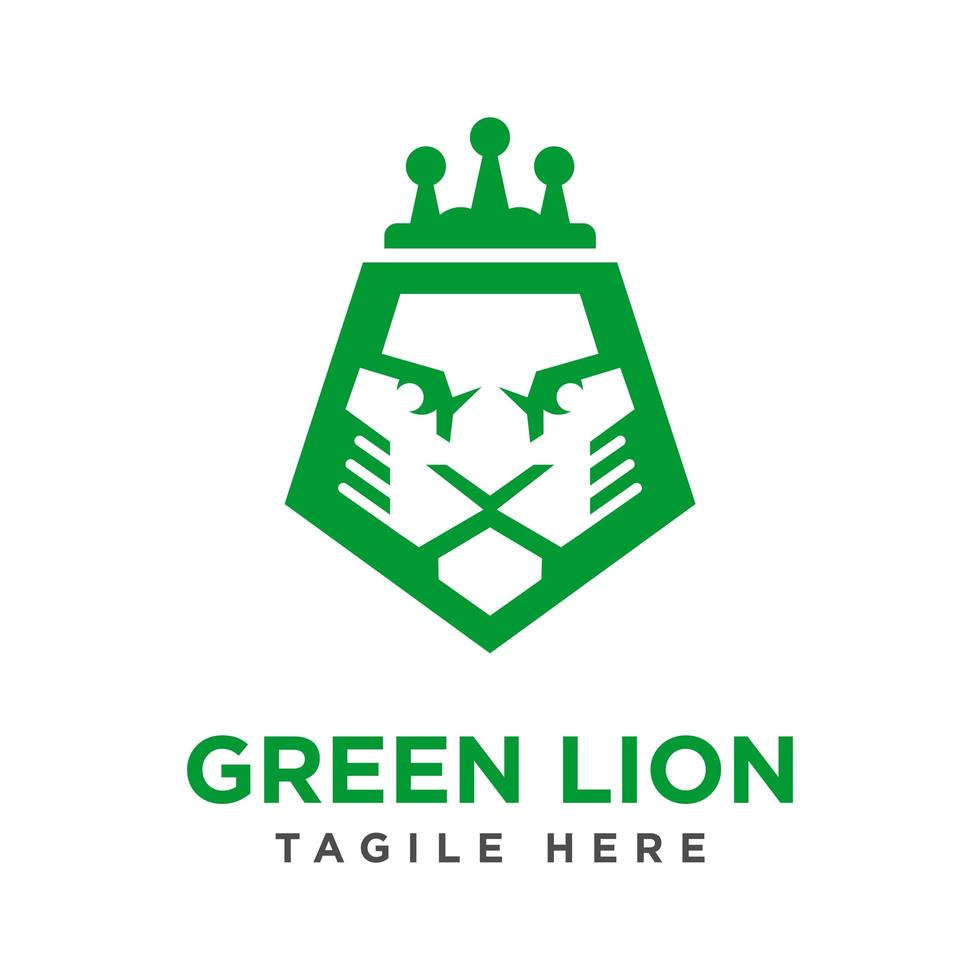 diseño de logotipo de cabeza de león verde vector