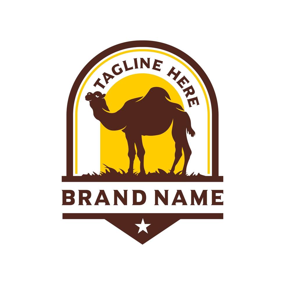 camel desert vintage logo design vector