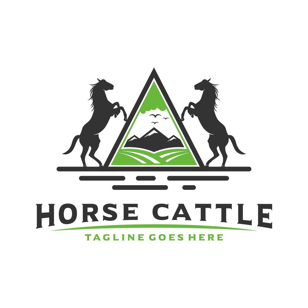 diseño de logotipo de caballo de ganado vintage o retro vector