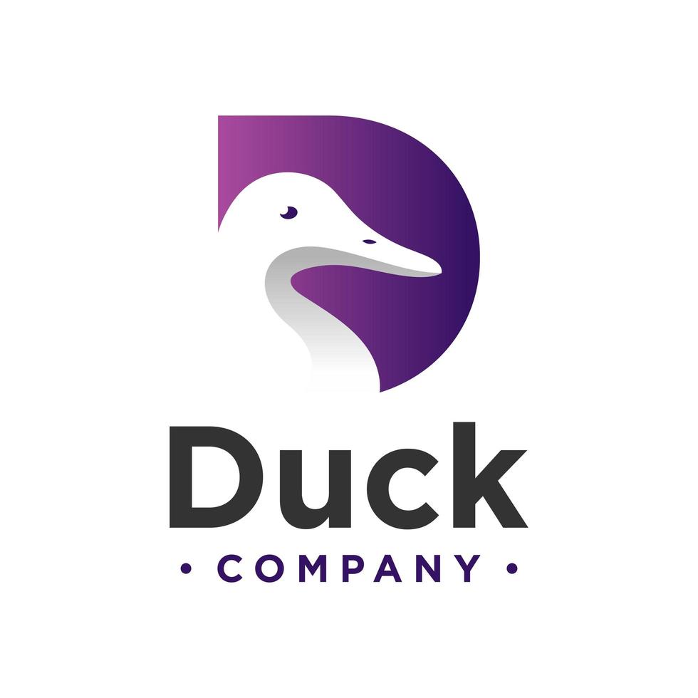 duck logo design letter D vector