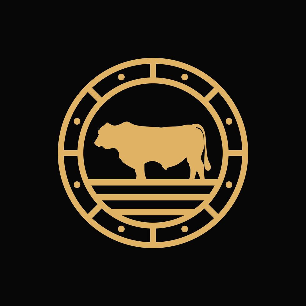 logotipo de la granja de ganado angus vintage vector