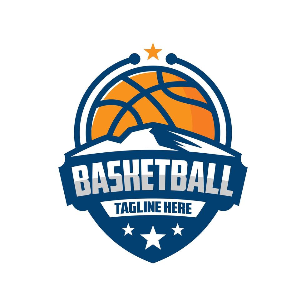 plantilla de diseño de logotipo de emblema de baloncesto vector