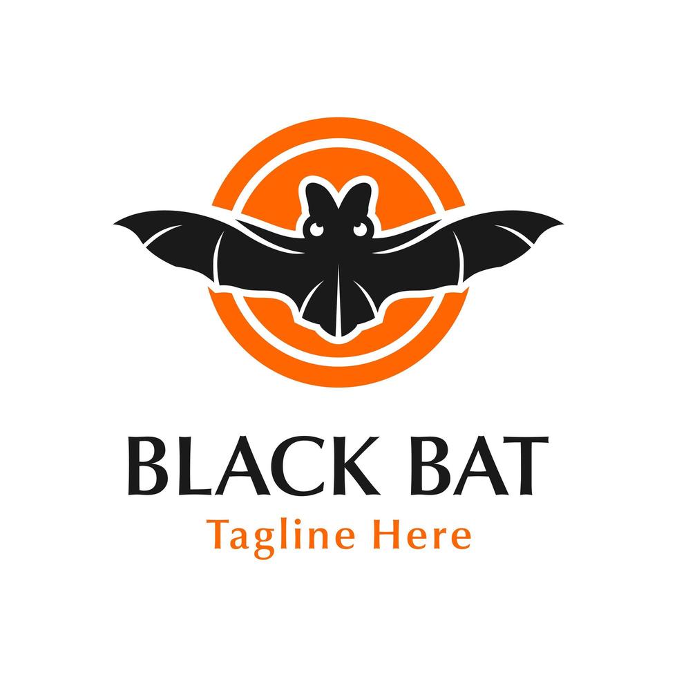diseño de logotipo de murciélago negro con círculo vector