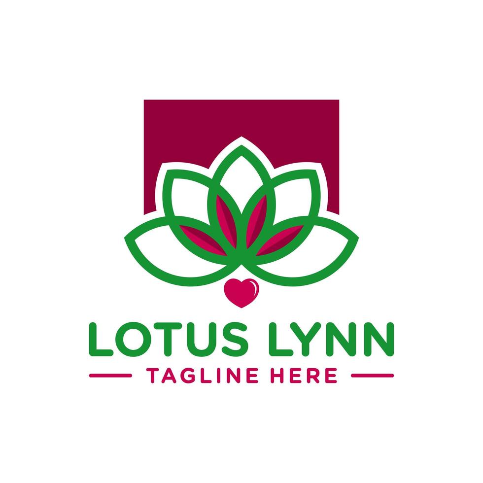 Modern Love Lotus Flower Logo vector