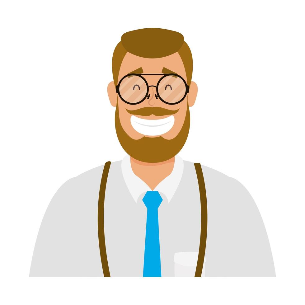 young man with beard avatar character vector