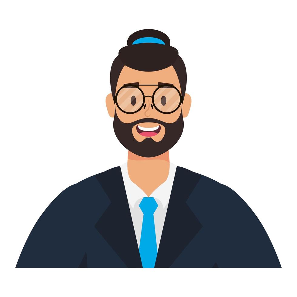 young man with beard and hat character vector