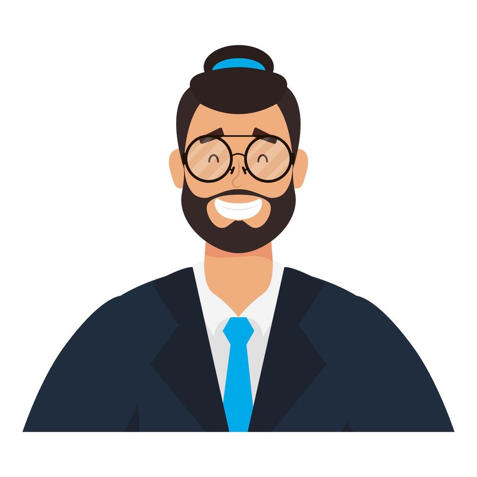 young man with beard and hat character vector