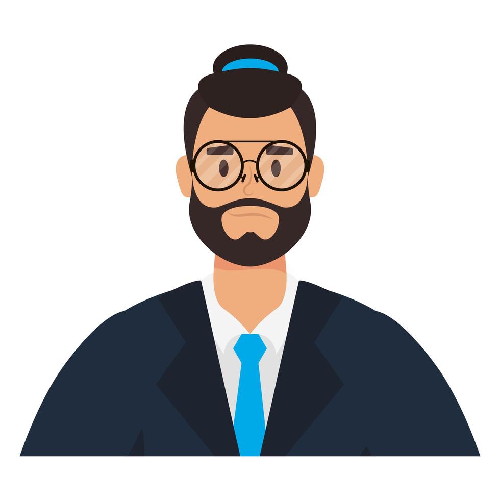 young man with beard and hat character vector