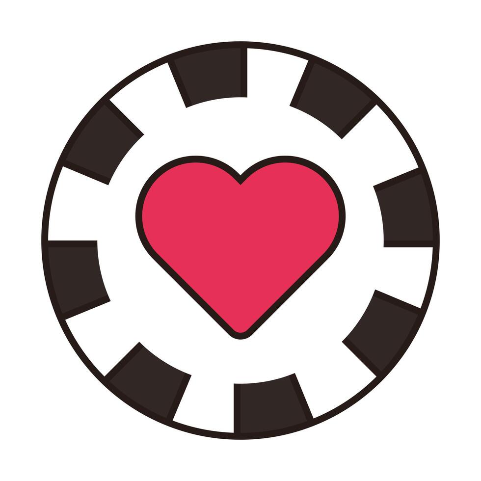 casino chip with heart isolated icon vector