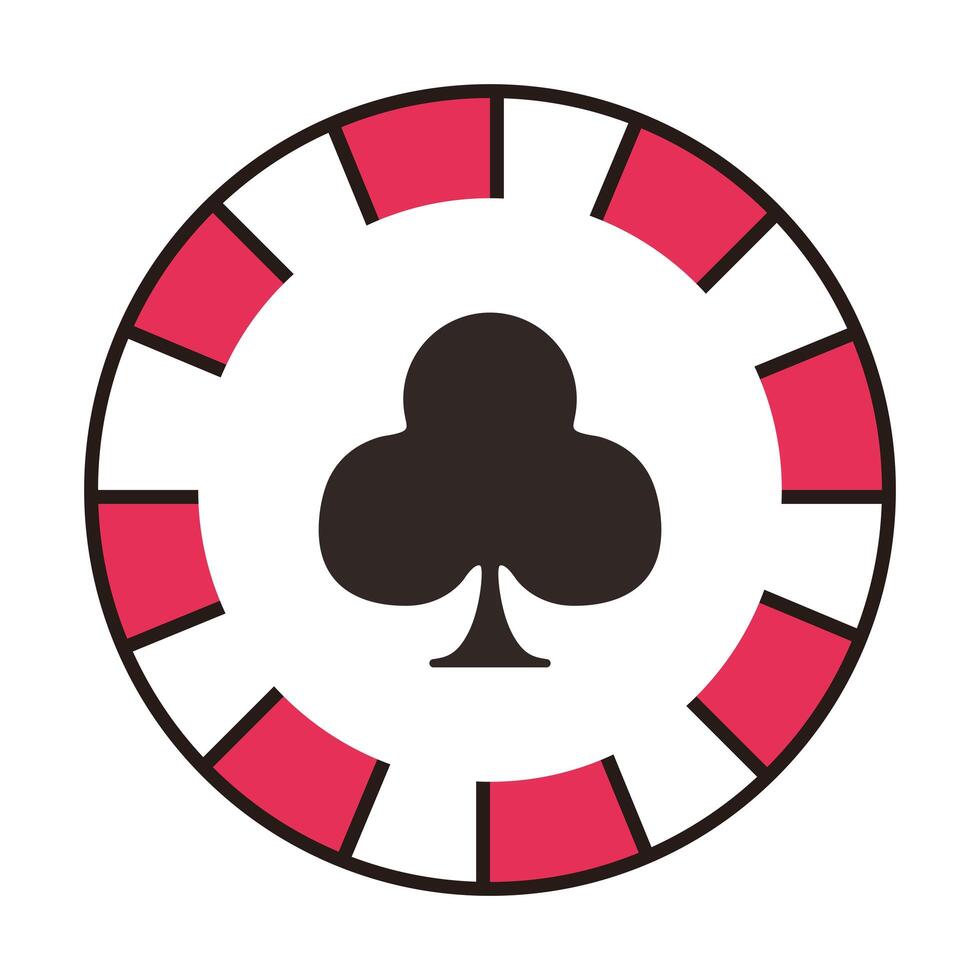 casino chip with clover isolated icon vector