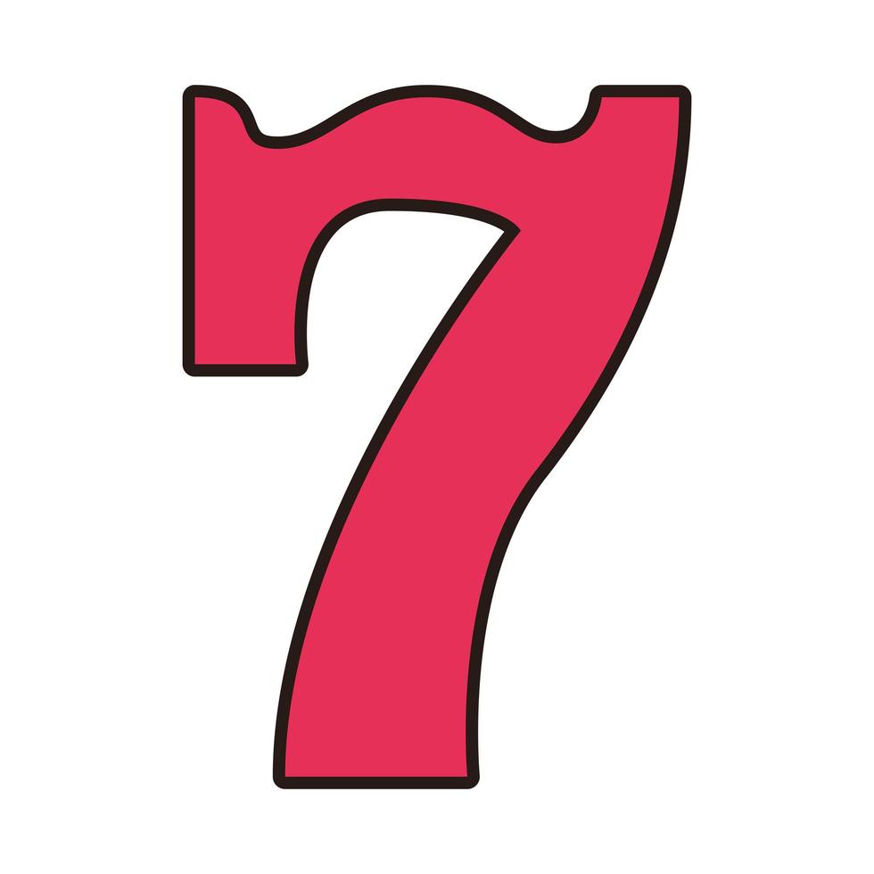 Icono aislado de la figura de siete números vector