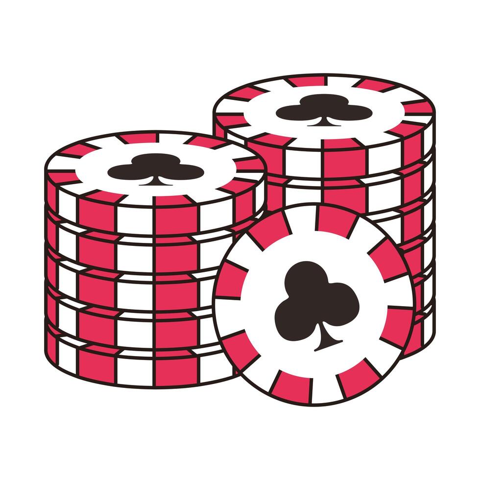 casino pile chips with clover isolated icon vector