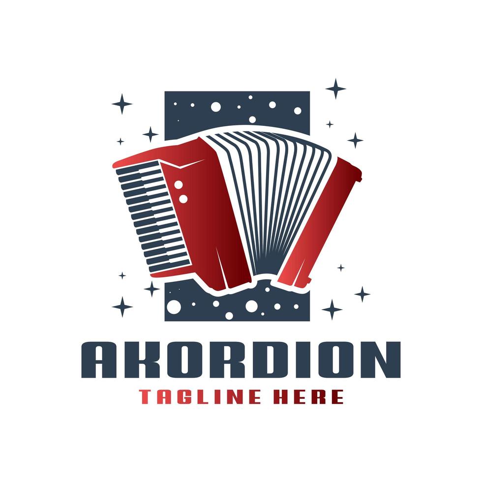 accordion musical instrument logo vector