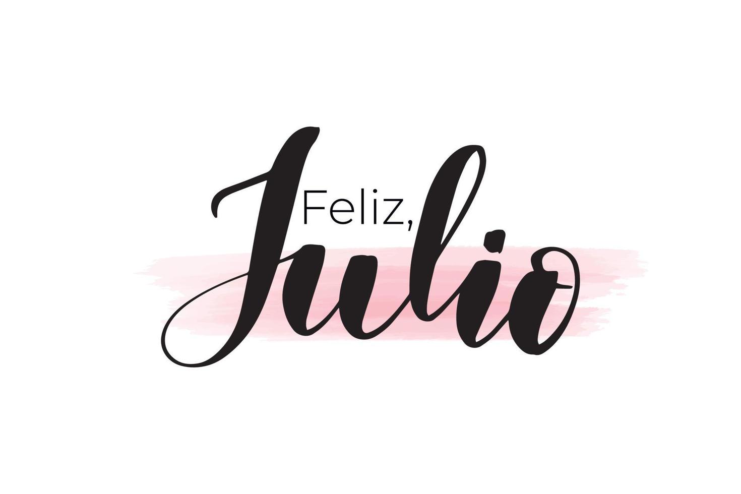 Letras de pincel manuscritas inspiradoras feliz junio en español. Ilustración de caligrafía de vector aislado sobre fondo blanco. tipografía para pancartas, insignias, postales, camisetas, estampados, carteles.