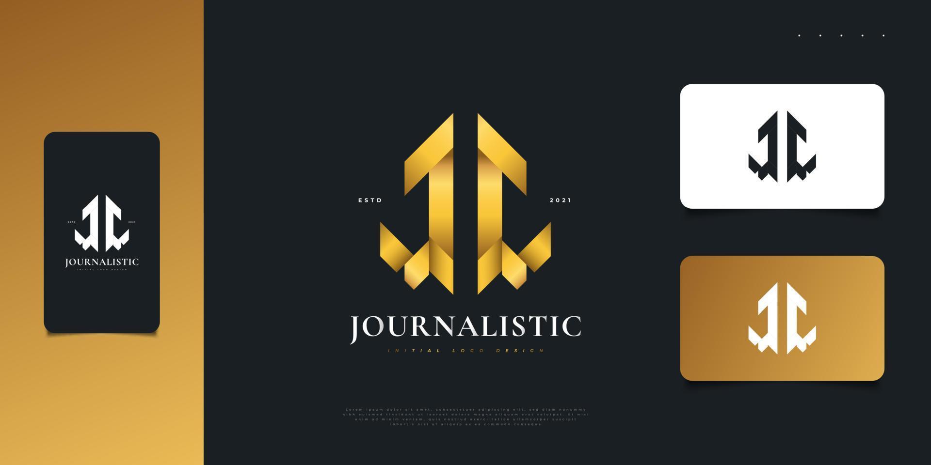 Diseño de logotipo de lujo inicial letra j y j en degradado dorado. diseño de logotipo de monograma jj vector