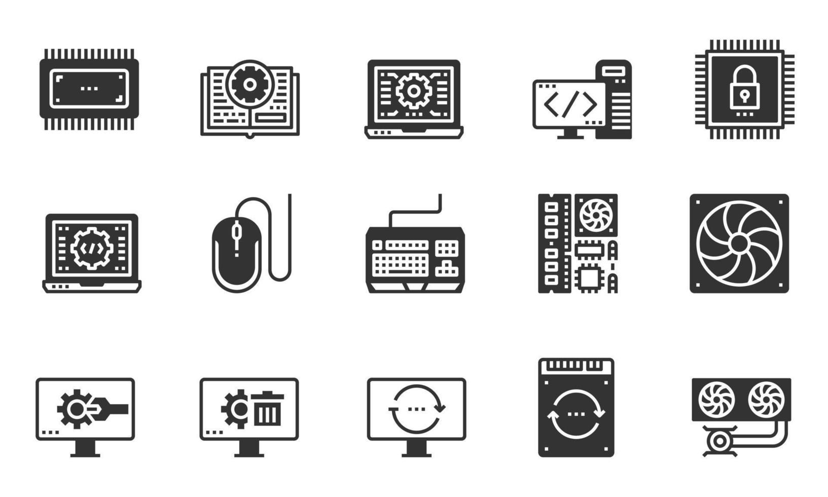 Computer Hardware Icons , cooling system, software,laptop vector