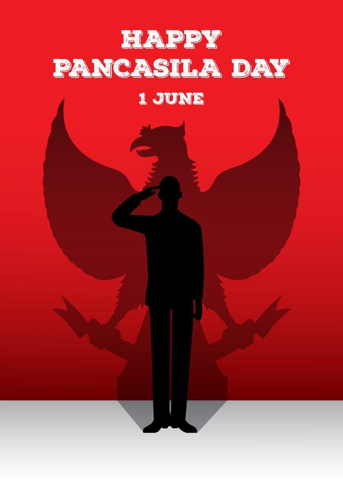 una ilustración del saludo del hombre a pancasila vector