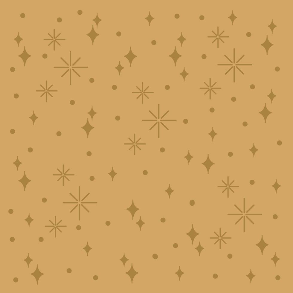 A background with a starry sky on gold. Cosmic beige background of stars for craft paper. Hand-drawn different stars. Vector illustration