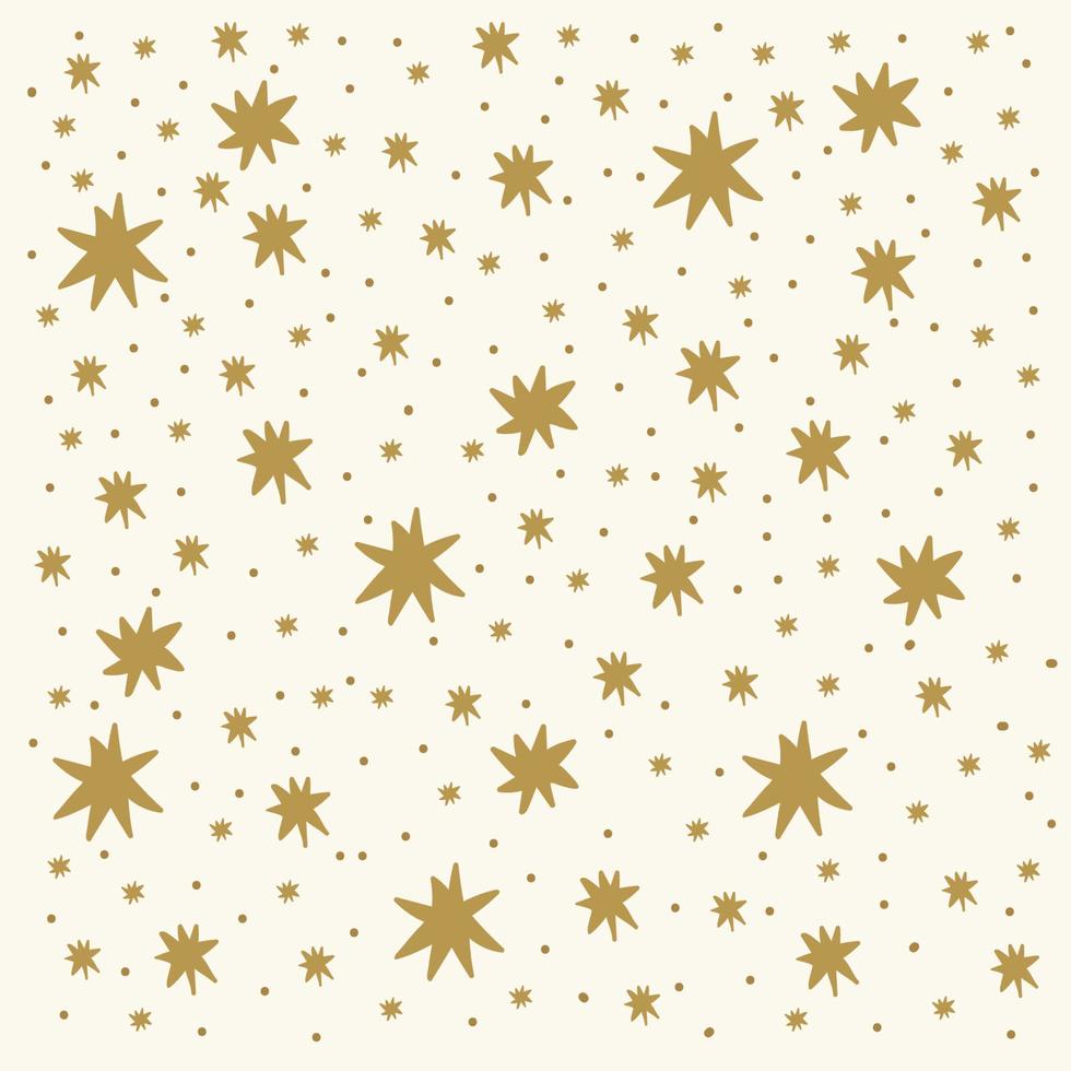 un patrón para una postal con estrellas. Fondo de formas espaciales para papel artesanal. hermosa estrella beige dibujada a mano. respaldo para envolver regalos. ilustración vectorial vector