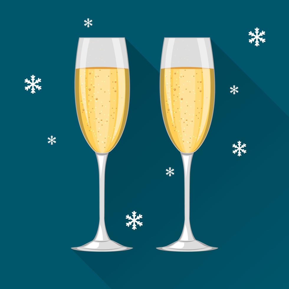 dos copas de champagne. Feliz Navidad vector