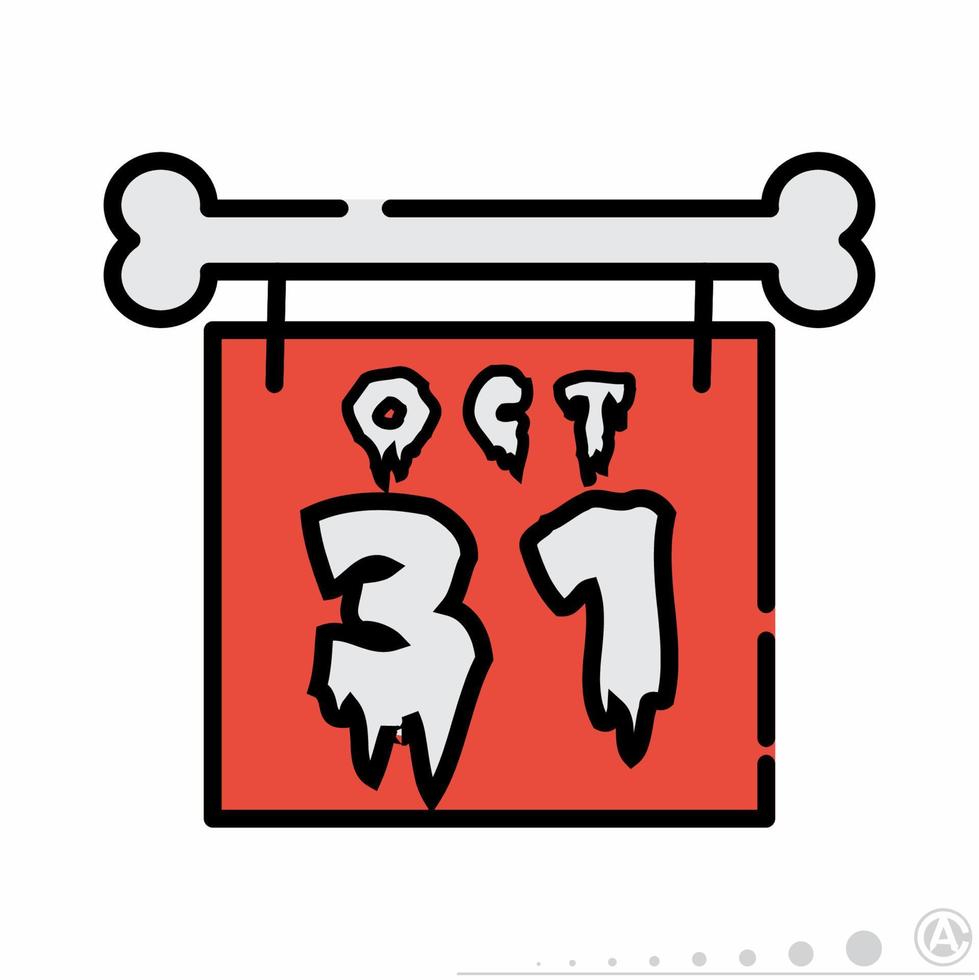 Halloween Calendar Icon Flat ... vector