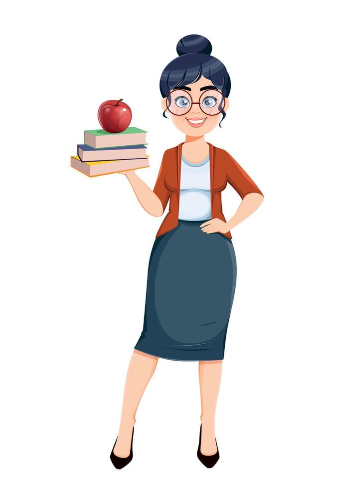 Happy Techer day. Cute female teacher vector