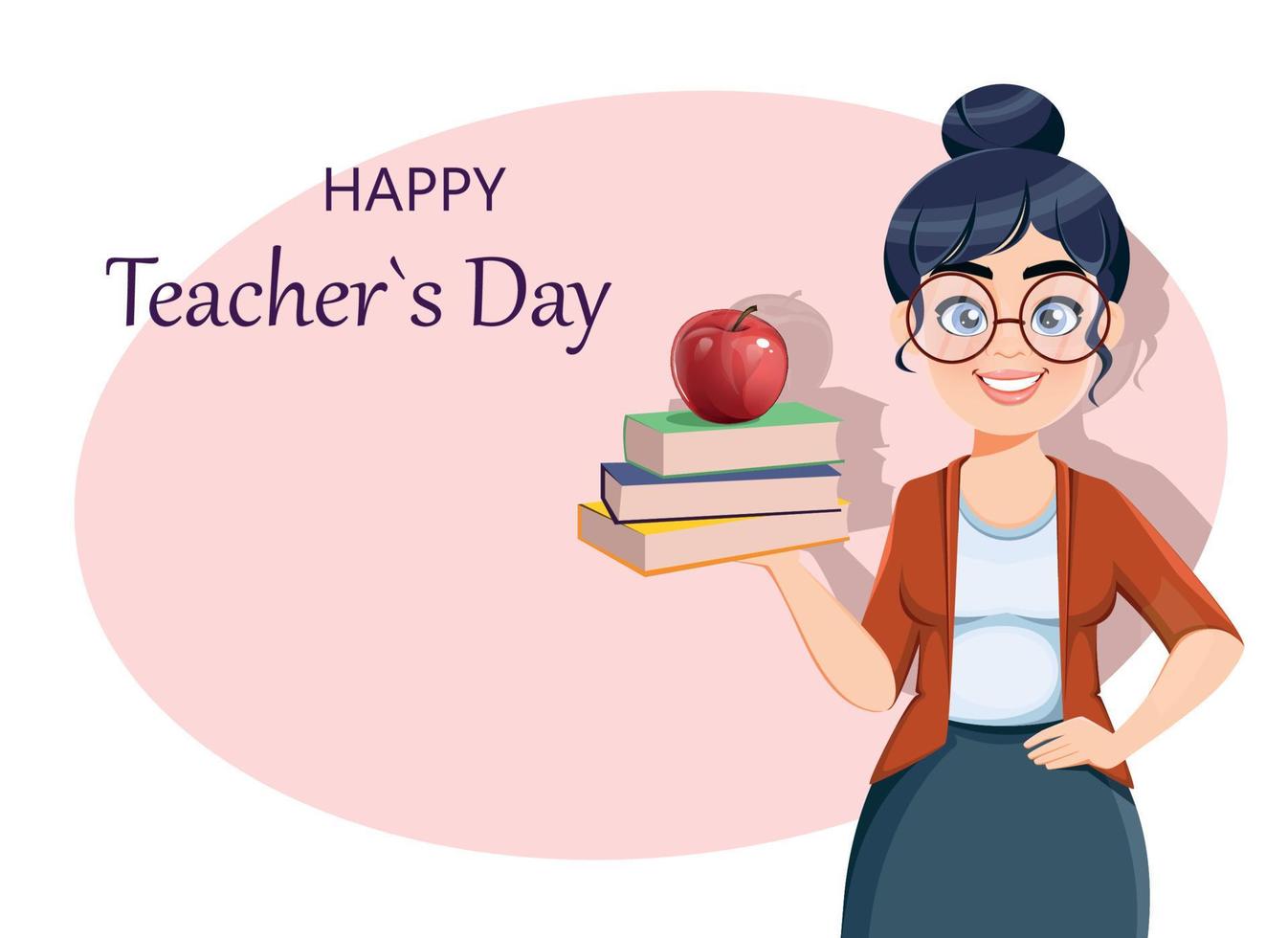 Happy Techer day. Cute female teacher vector