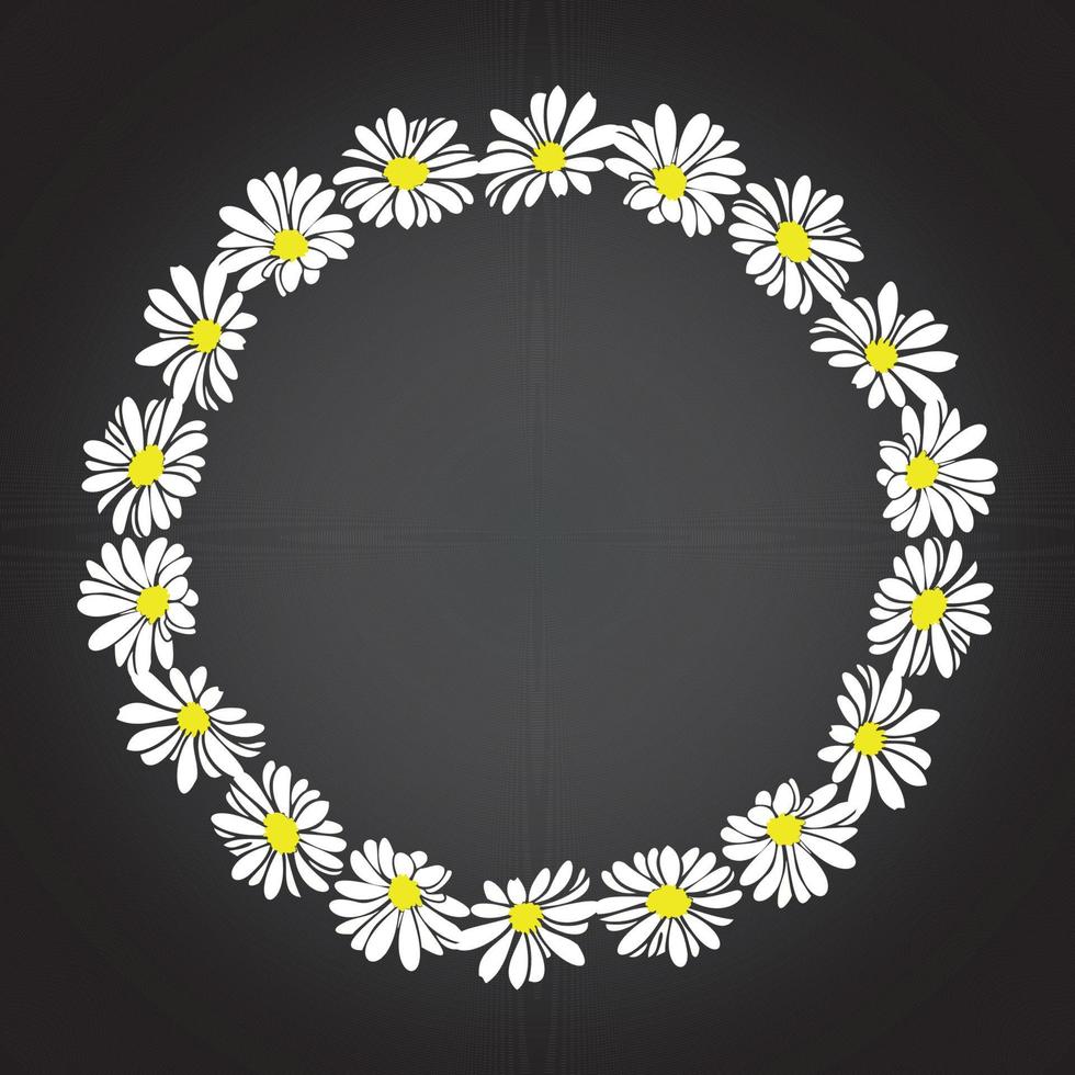 Daisy flower frame , summer floral wreath vector