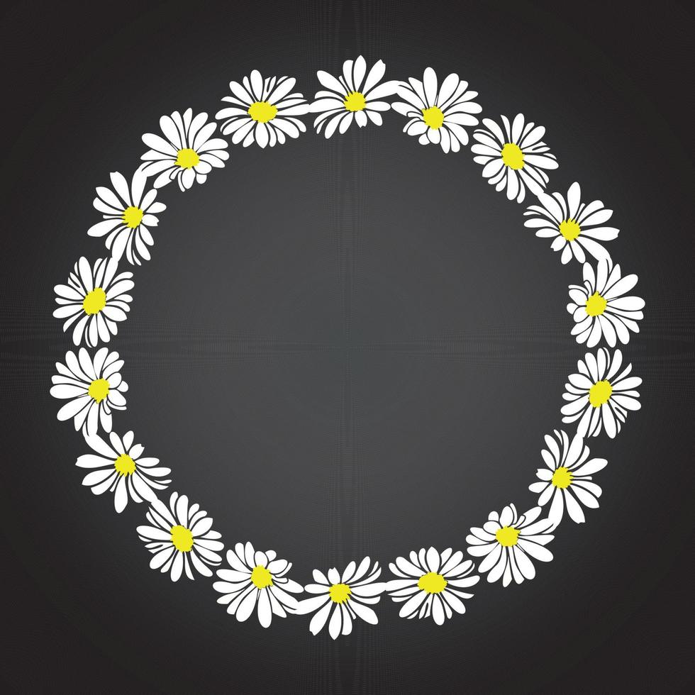 Daisy flower frame , summer floral wreath vector