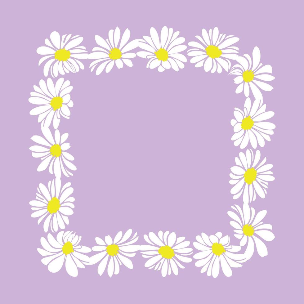Daisy flower frame , summer floral wreath vector