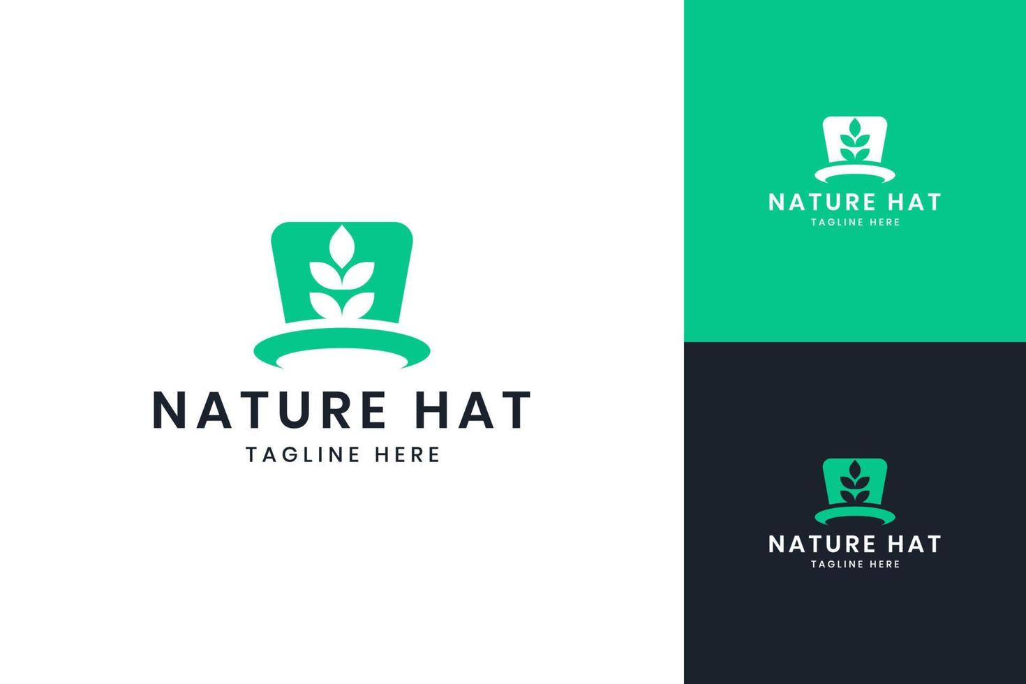 nature hat negative space logo design vector