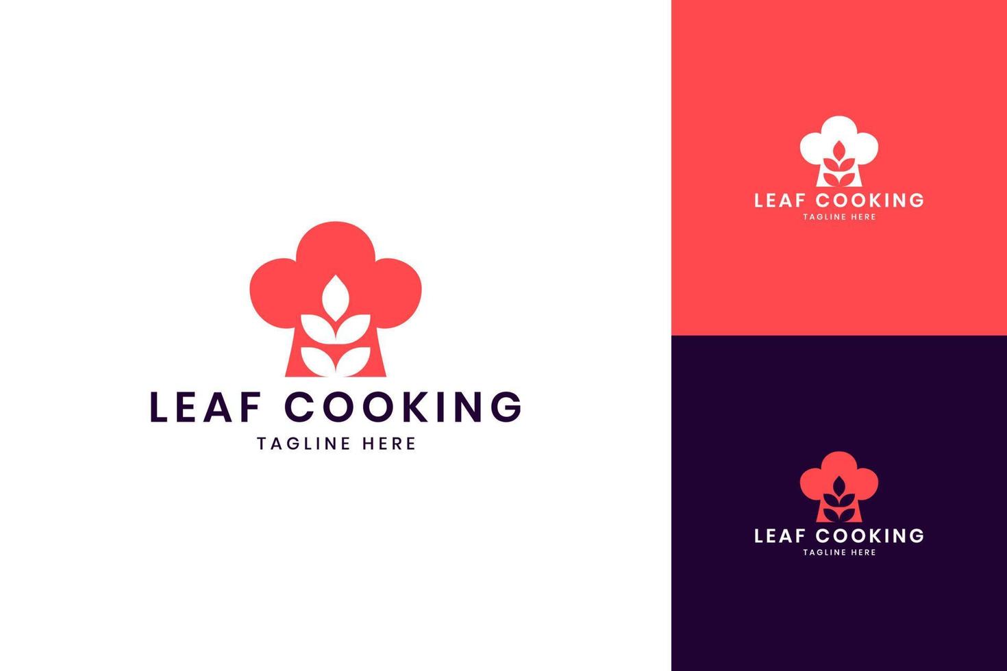 leaf cooking negative space logo design vector