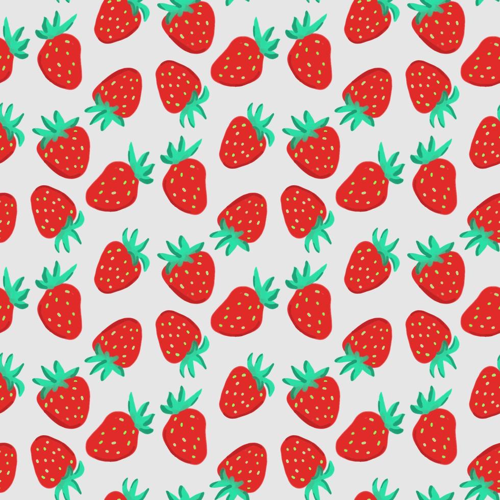 Red summer strawberry background. Vector seamless pattern