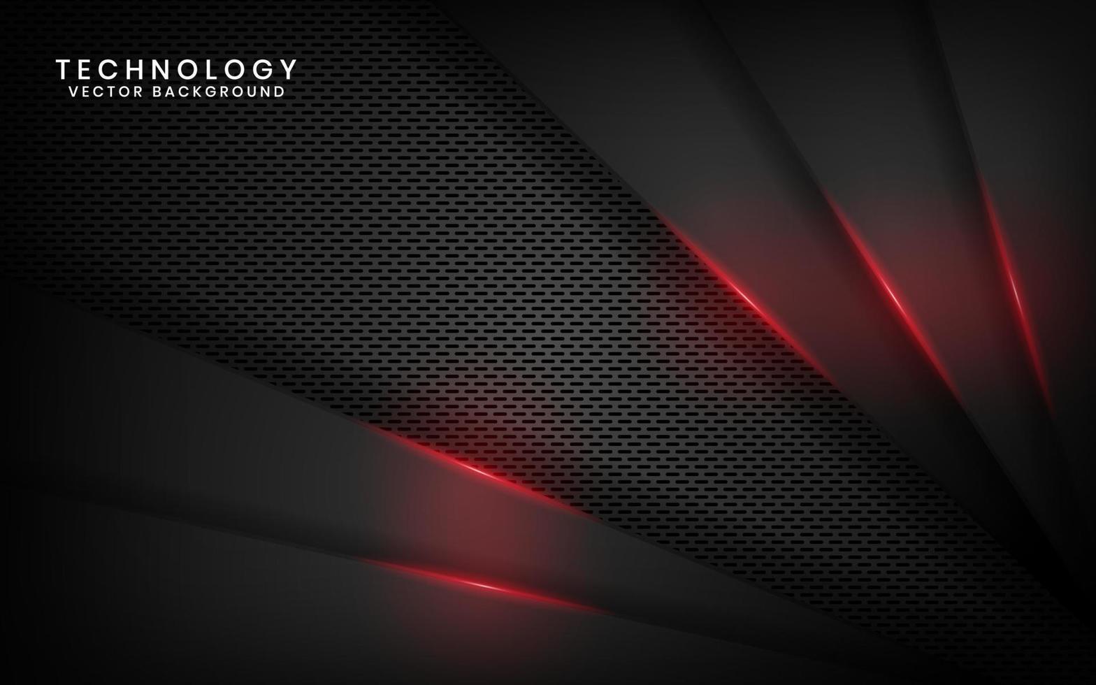 Abstract 3D black technology background overlap layer on dark space with red light line effect decoration. Modern template element future style for flyer, banner, cover, brochure, or landing page vector