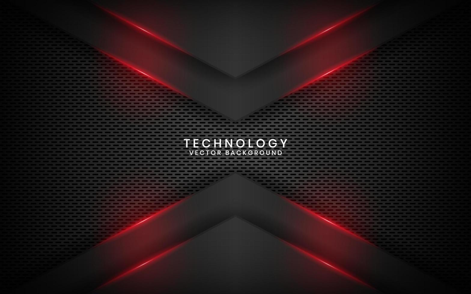 Abstract 3D black technology background overlap layer on dark space with red light arrow effect decoration. Modern template element future style for flyer, banner, cover, brochure, or landing page vector