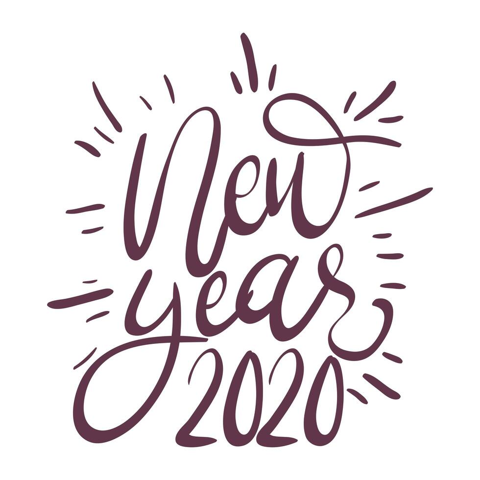 happy new year lettering icon vector