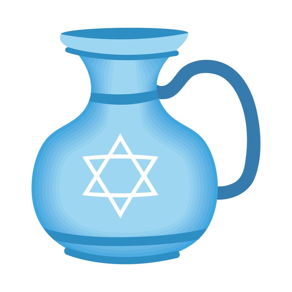 happy hanukkah teapot jar icon vector