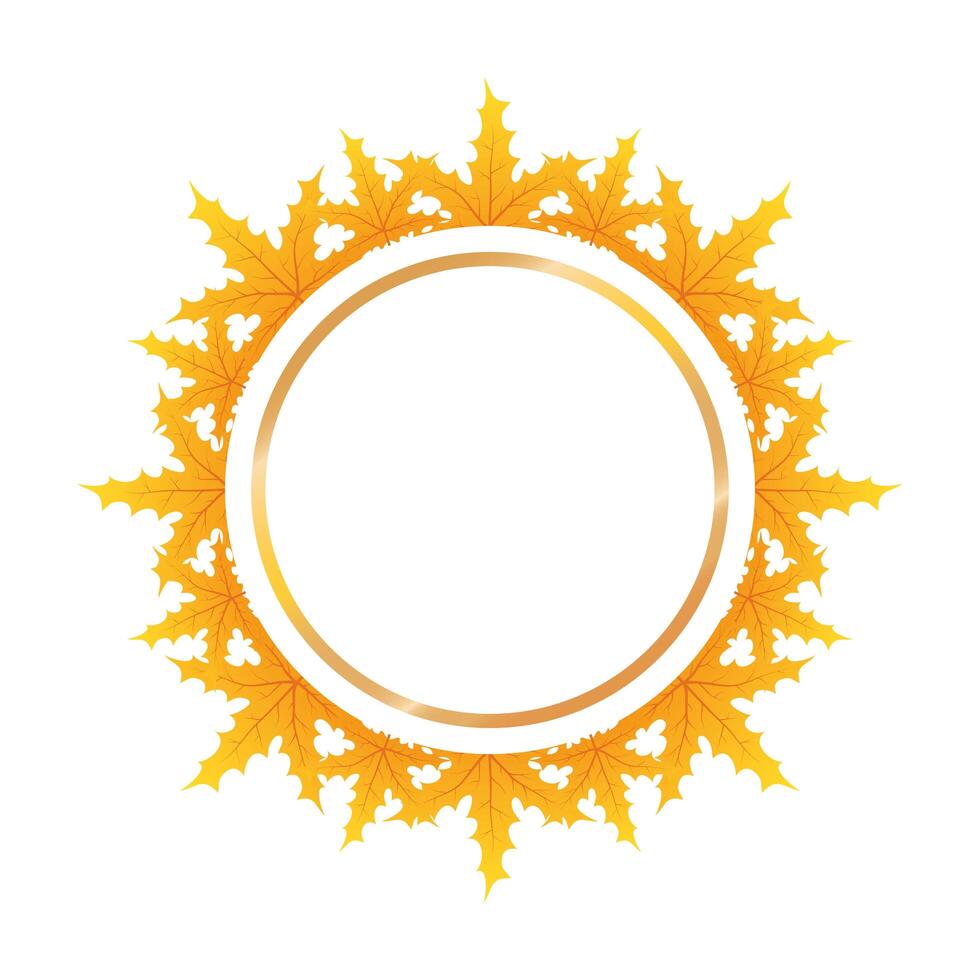 autumn circular frame with leafs decoration vector