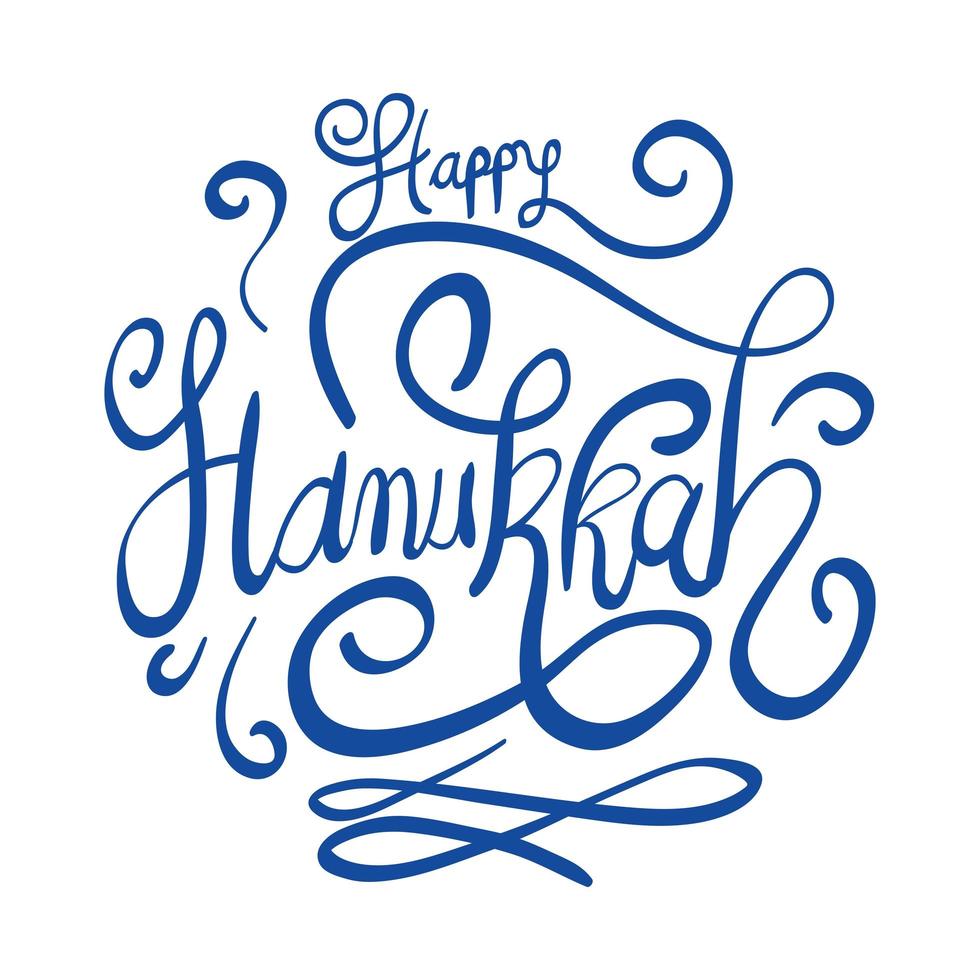 happy hanukkah celebration lettering icon vector