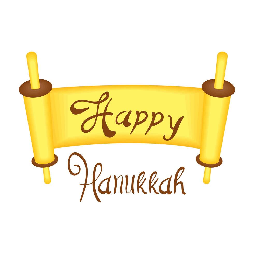 happy hanukkah patchment with lettering vector