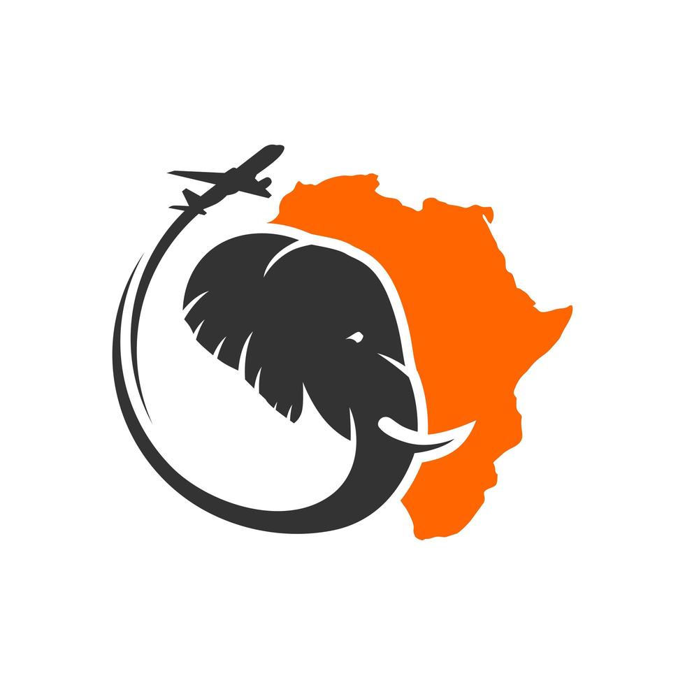 logotipo de viaje de elefante en áfrica vector