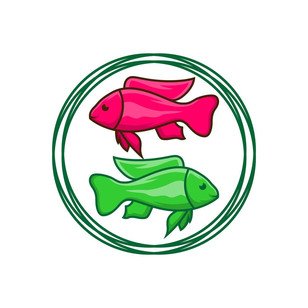 diseño de logotipo de pescado en un círculo vector