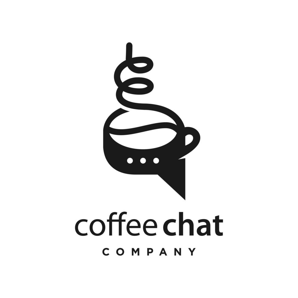 diseño de logotipo de chat de café vector