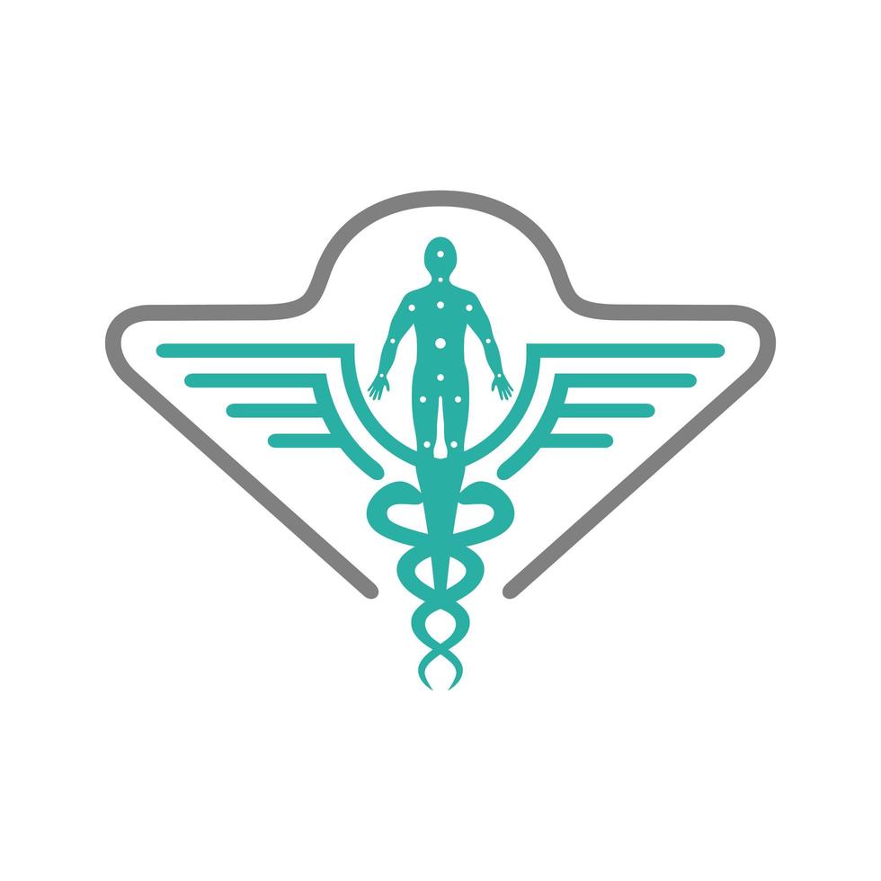 health symbol logo design and people vector