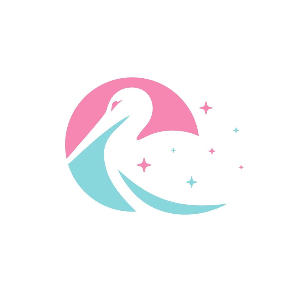 egret animal logo design vector