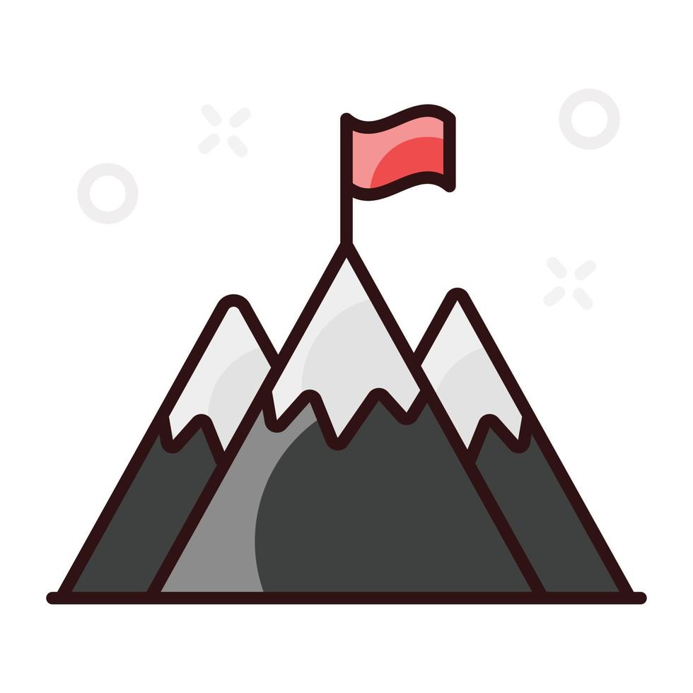 Flag on the top of mountain achievement concept vector